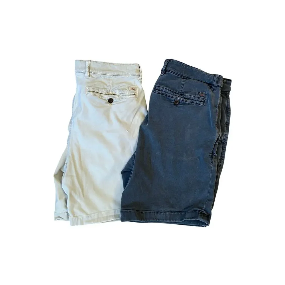 Faherty Coastline Premium Chino Shorts BUNDLE Size 31 Khaki & Blue Gray Casual